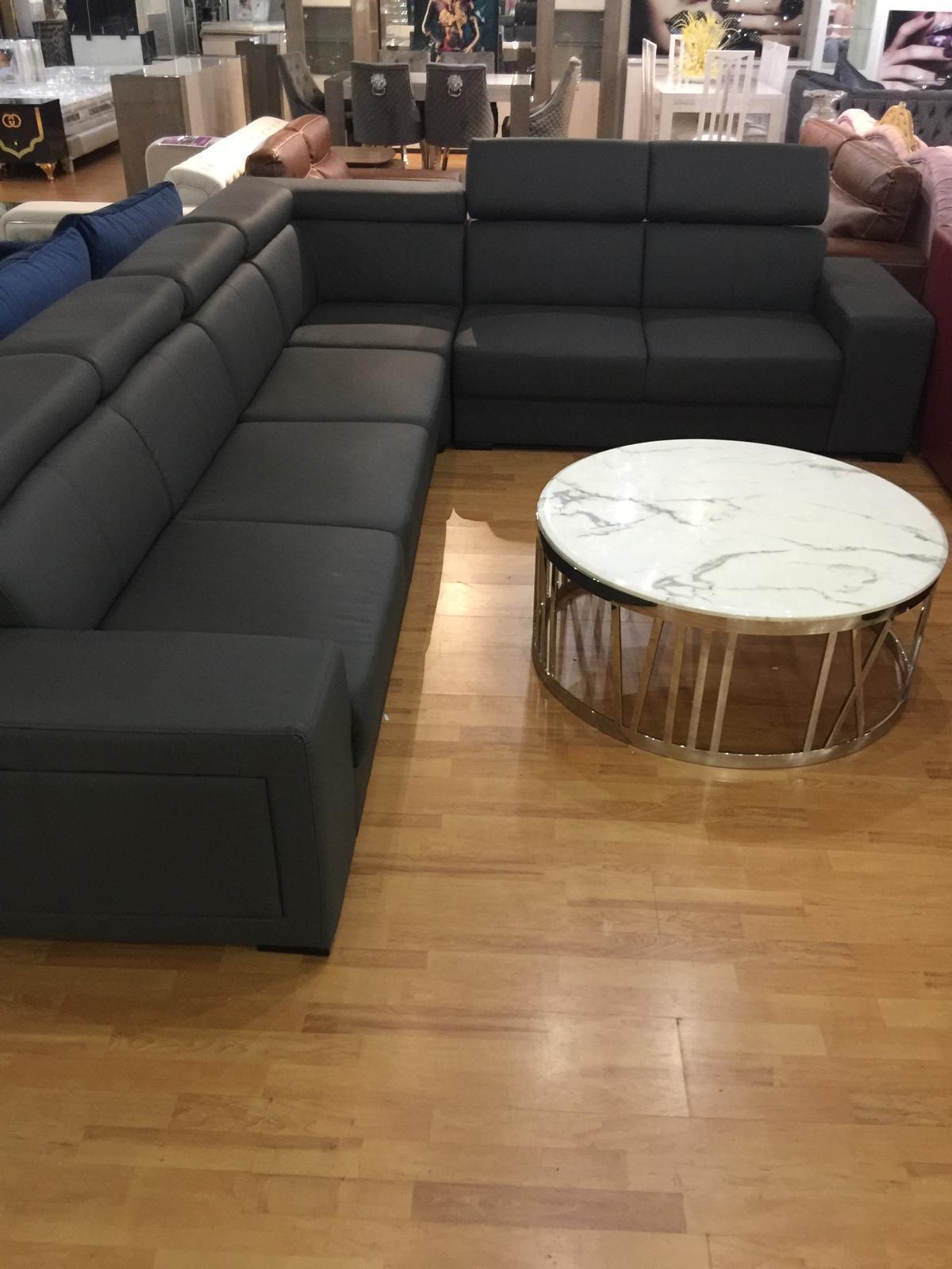 Canapé d'angle en cuir réversible et convertible